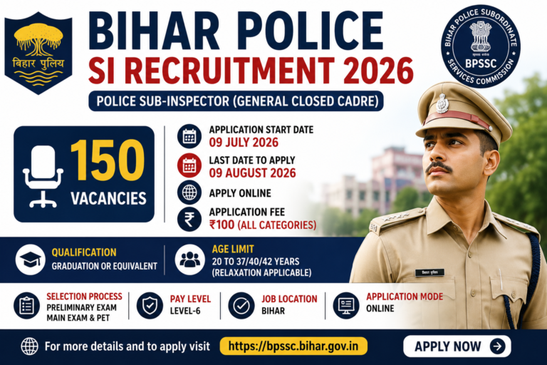 BPSSC Bihar Police Sub Inspector SI Examination 2026-Apply Online